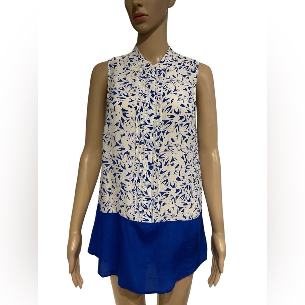 Anthropologie Maeve 100% Silk Printed Button Up Tunic size 8